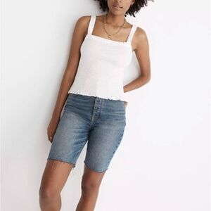 Madewell White Smocked Crop Top
